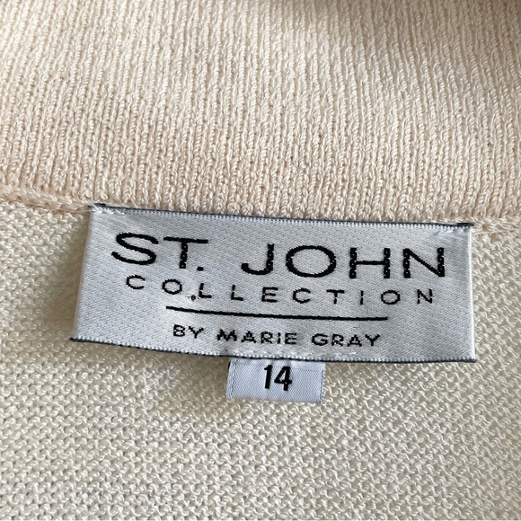 St. John Collection Vintage Nautical Cream & Navy Knit Collared Cardigan - Picture 4 of 4
